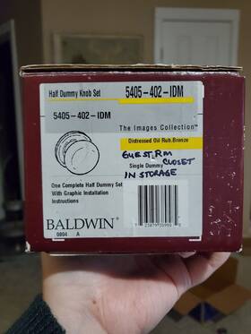 5405-402-idm Baldwin Vtg Half Dummy Knob Set Distressed Oil Rub Bronze