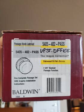 5405-402-pass Baldwin Vtg Passage Knob Latchset Distressed Oil Rub Bronze 2 3/8 Inch