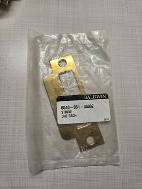 6340-031 Baldwin 6340.031 Latch Entrance Mortise Strike Straight Lip Unlacquered Brass