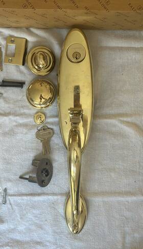 Baldwin 723079328850 Handle Set Single Buckingham Solid Brass Cylinder Handleset
