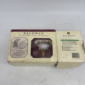 5810.030 Baldwin 723079946443 Kelham Round White Porcelain Passage Knob Brass Latchset Pasrp