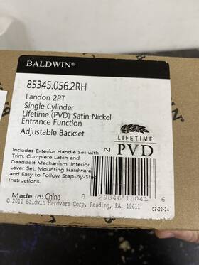 853450562rh Baldwin Landon Single Cylinder Handleset - Satin Nickel