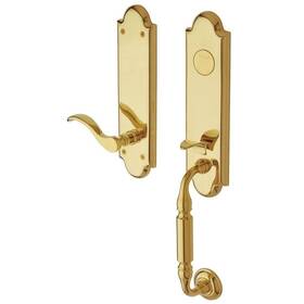 85350003rfd Baldwin Manchester Polished Brass Right-handed Full-dummy Handleset With Wave Lever