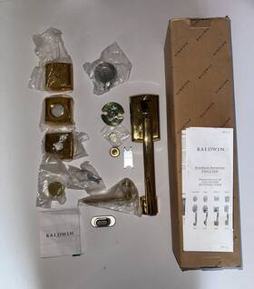 85386.031.rfd Baldwin 85386.031 Soho Dummy Polished Brass No Lacquer Two Door Handles