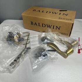 64433 Baldwin 884011567307 Reserve Privacy Lever Handle 64433/01 Satin Brass Open Box Complete