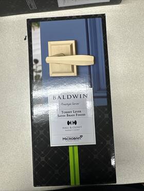 93520-015 Baldwin Satin Brass Finish Torrey Lever Hall And Closet A53