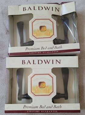 95455.402.priv Baldwin Lot Of 2 Bed/bath Distressed Oil Rub Bronze Privacy Door Lock Wave Lever