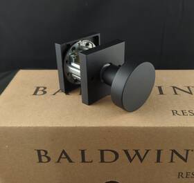 9br3523-185 Baldwin Reserve Square Rose Contemporary Passage Door Round Knob Satin Black