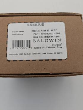 Hdsqurcsr190 Baldwin Square Non-turning One-sided Dummy Door Lever Satin Black Parts