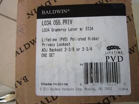 Lo34.055.priv Baldwin K008.076.priv Polished Nickel Door Privacy Gramercy Lever