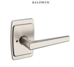 L024056priv Baldwin Privacy Door Lever Set With R046 Rose Lifetime Satin Nickel