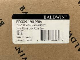 Pd005.190.priv Baldwin Santa Monica Privacy Pocket Door Lock Parts/read In Black