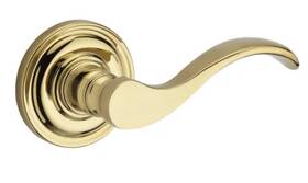 Pscurtrr003 Baldwin Curve Passage Leverset With Traditional Round Rose Polished Brass