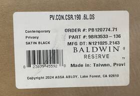 Pv.con.csr.190.6l.ds Baldwin Contemporary Door Knob Set - Satin Black Read