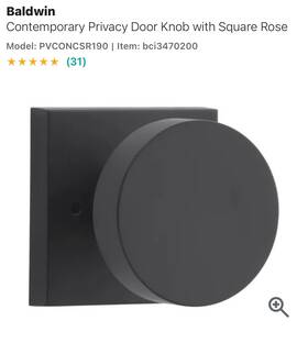 Pvconcsr190 Baldwin Pv.con.csr Contemporary Privacy Door Knob - Black