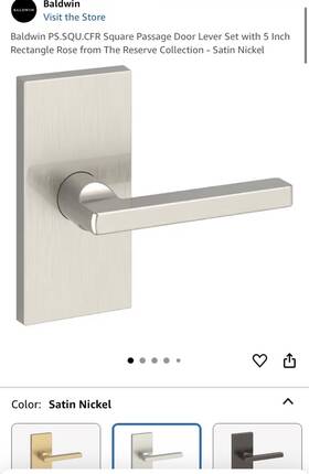 Pvsqucfr150 Baldwin Privacy Door Lever Set With 5 Inch Rose - Satin Nickel