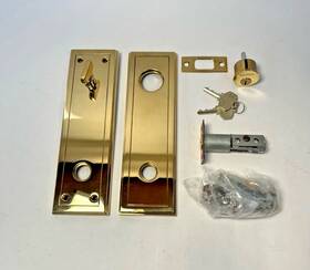 R051entr Baldwin Hollywood Hills Rosette Entry Kit Un Laquered Brass