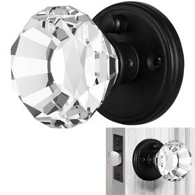 Balin Designs 860004874720 Clear Crystal Door Knob With Lock Glass Knobs Interior Privacy Set V Inch