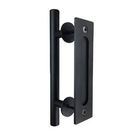 Js01-bl Barndoor 12 Inch Heavy Duty Large Rustic Flush And Pull Wood Barn Door Handle