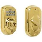 Be365v Schlage Electronic Deadbolt Brght Brss Ply 505 043156901258