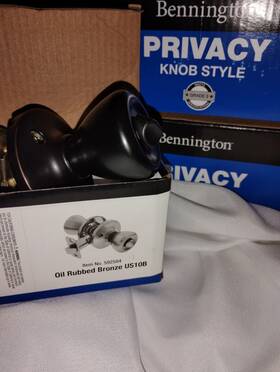 592584 Bennington Privacy Door Knob Bed Or Bath Rubbed Bronze Farmhouse Decor 3 Piece