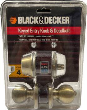 690p Black Decker 042049596670 And Keyed Entry Knob Deadbolt Usa New Brass Finish 2-keysets Sealed