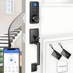 Blacksmith 085353576433 Wifi Smart Keyless Entry Door Lock Set With Front Handle 0.1s Fingerprint