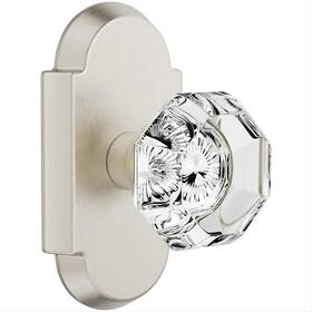 Bonkudoo 639395278253 Octagon Crystal Passage Hall/closet Non-locking Door Knob Satin Nickel