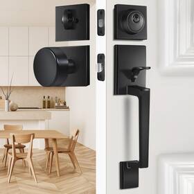 Bonkudoo 658359051923 Front Door Handle And Deadbolt Set Lock With Black Do