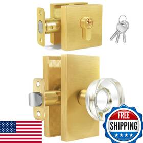 Bonkudoo B0ctk72hz9 Gold Door Knob Deadbolt Satin Brass Single Cylinder And Glass