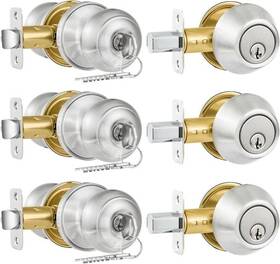 Sf20251014b0fd9qdmln Branded 3 Pack Entry Door Lock And Single Cylinder Deadbolt Combo Set Keyed Alike Sat Inch
