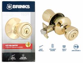 Brinks 039208243599 Keyed Entry Door Knob Tulip Style Gold Polished Brass