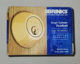 2017-105 Brinks Single Cylinder Deadbolt Polished Brass Finish Series New