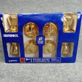 2105-105 Brinks New 2 Pack Keyed Alike Entry Knob And Deadbolt Polished Brass
