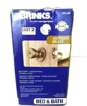 2111-109 Brinks Door Knob And Lock Bed Bath Antique Brass Hardware New