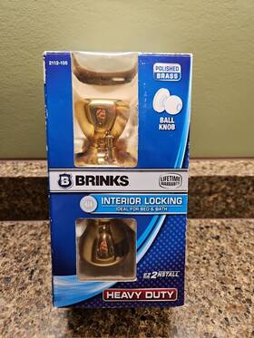2112-105 Brinks Interior Locking Doorknob Heavy Duty Bed And Bath Polished Brass