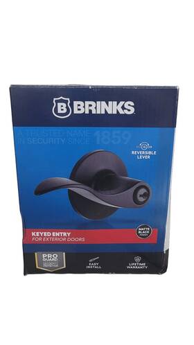 2765-122-4 Brinks Keyed Entry Modern Wave Lever Doorknob With Pro-guard Matte Black Finish