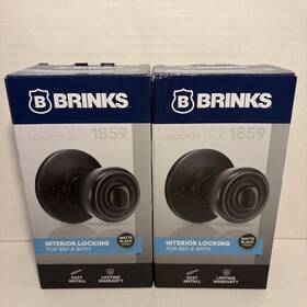 Brinks 2811-122 2x Interior Locking Bed And Bath Door Knobs Matte Black Finish Open Box New