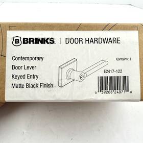 E2417-122 Brinks Door Hardware Keyed Entry Lever Contemporary Matte Black Finish