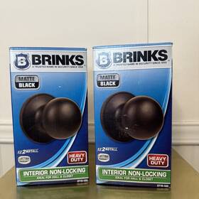 E2425-122 Brinks Heavy Duty Interior Knob Matte Black Hall Closet 2 Pack