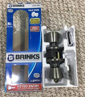2101-109 Brinks Hg-90 Tulip Bell Style Keyed Entry/int. Door Knob Antique Brass