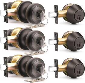 Brotima 313022541551 3 Pack Keyed Alike Front Door Knob And Deadbolt Set Entry Locksets With Si