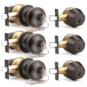 B0cj9rmwjv Brotima 3-pack Keyed Alike Front Door Knob And Deadbolt Set - Oil Rubbed Bronze