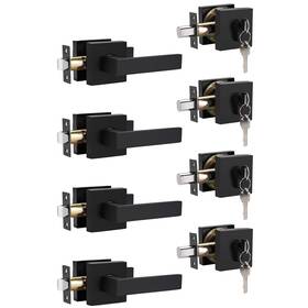Hl-dl01bkps-105db-cb-4pack Brotima 4 Pack Keyed Entry Door Lock With Deadbolt Set Reversible Passage Lever And