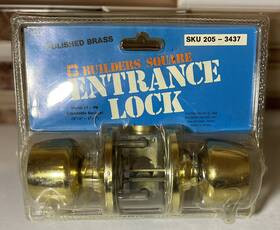205-3437 Builders Square Keyed Entrance Lock Bell Style Knob Polished Brass