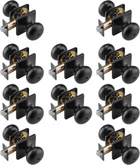 10p-5766mb-bk Building Hardware 10 Pack Matte Black Door Knobs Interior Knob For Bath And Bed Doors Privacy