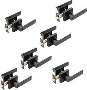 Building Hardware 313114091025 6 Pack Matte Black Privacy Door Handles Interior Knobs For Bed And Bath H