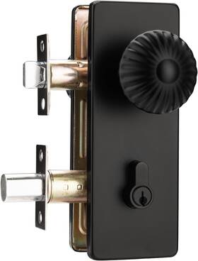 Building Hardware 445024264244 Black Door Knob With Lock Exterior Set Deadbolt Seashell Fr
