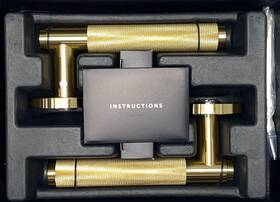 Nlh-051037 Buster Punch And Door Handle Set - Brass/cross/lever/passage 2pcs