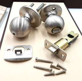 470837 Callan Passage Door Double Knob Round Privacy Function Satin Nickel Finish